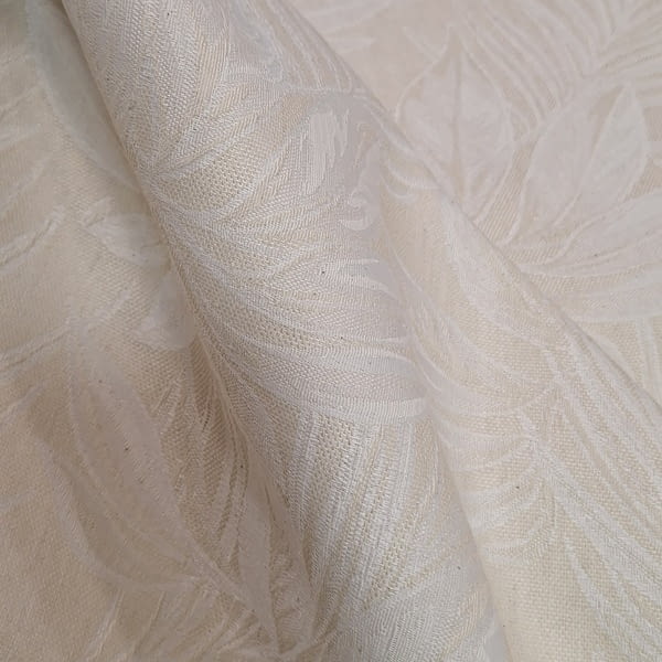 Tela por metros jacquard beige hojas selva - 1