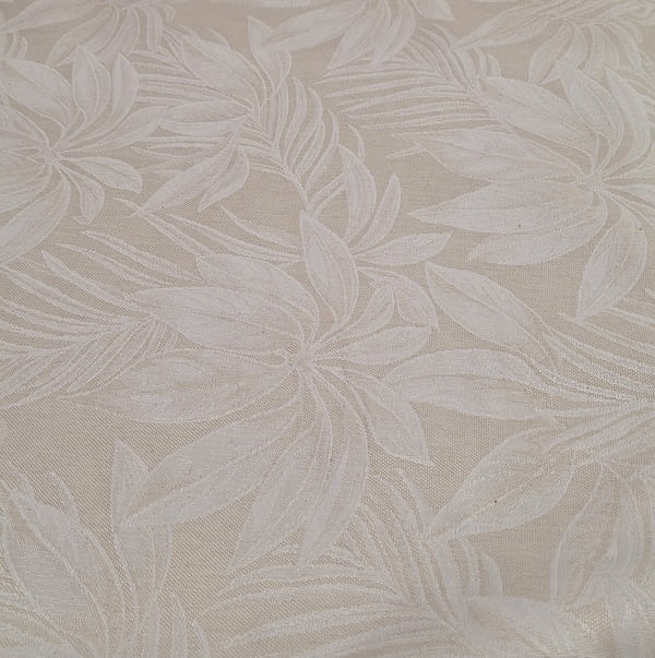 Tela por metros jacquard beige hojas selva - 3
