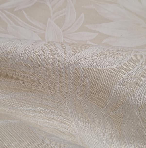 Tela por metros jacquard beige hojas selva - 5