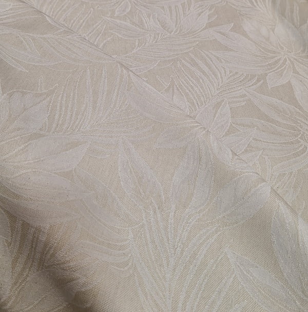 Tela por metros jacquard beige hojas selva - 6