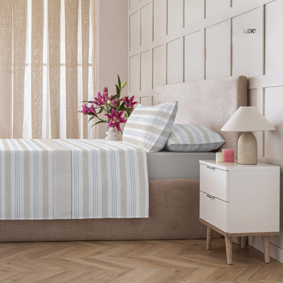 Sábanas Coralina rayas beige