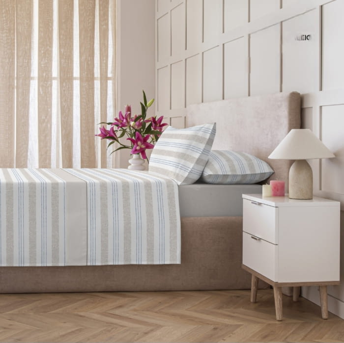 Sábanas Coralina rayas beige