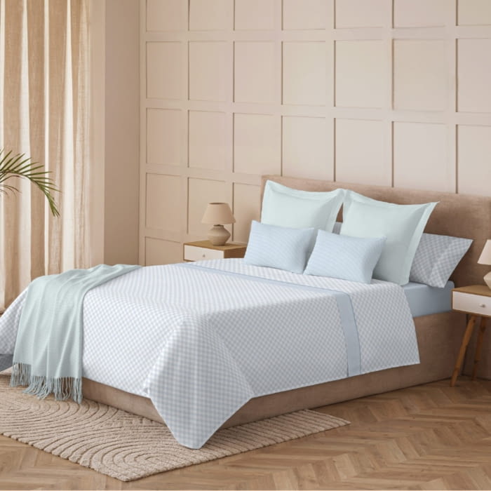 Sábanas Coralina vichy cuadros azul - 1