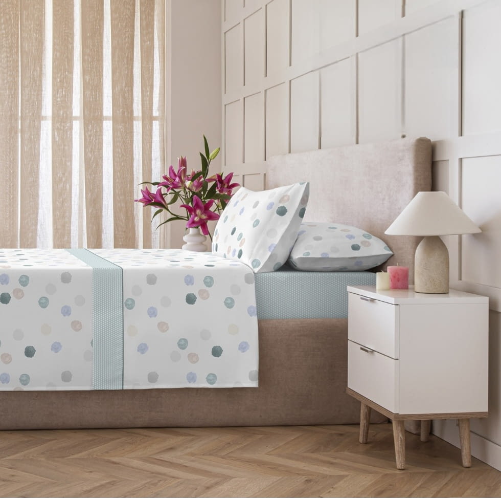 Sábanas Coralina lunares verdes