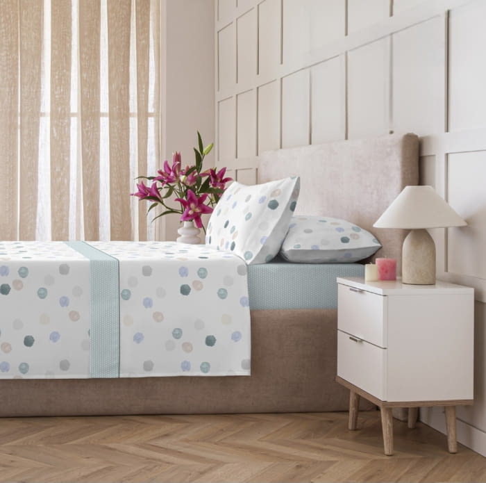 Sábanas Coralina lunares verdes