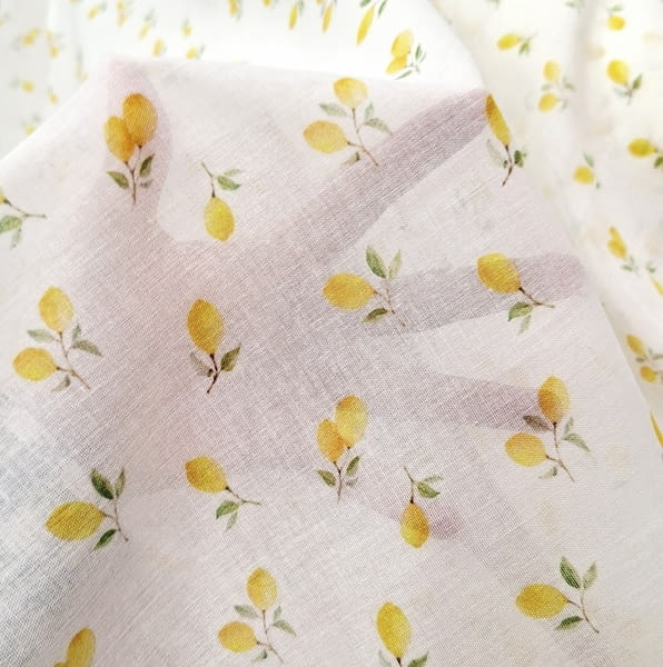 Tela visillo blanco limones