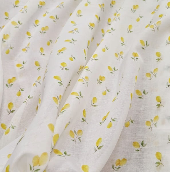 Tela visillo blanco limones - 1