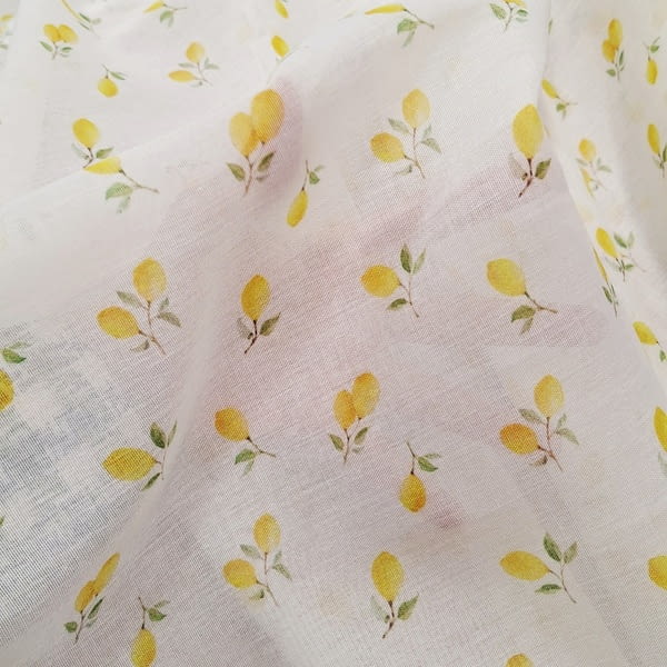 Tela visillo blanco limones - 3