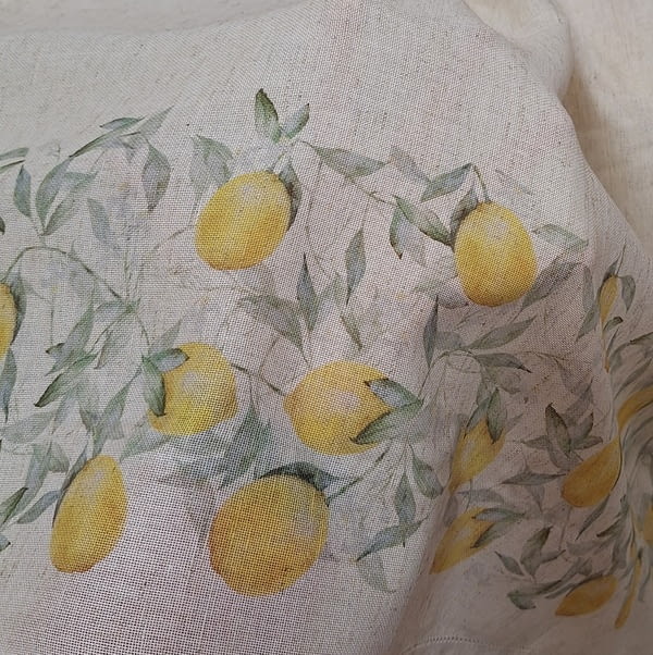 Tela visillo de lino con bajo de limones - 1