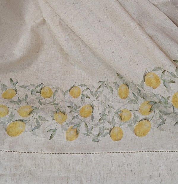 Tela visillo de lino con bajo de limones - 3
