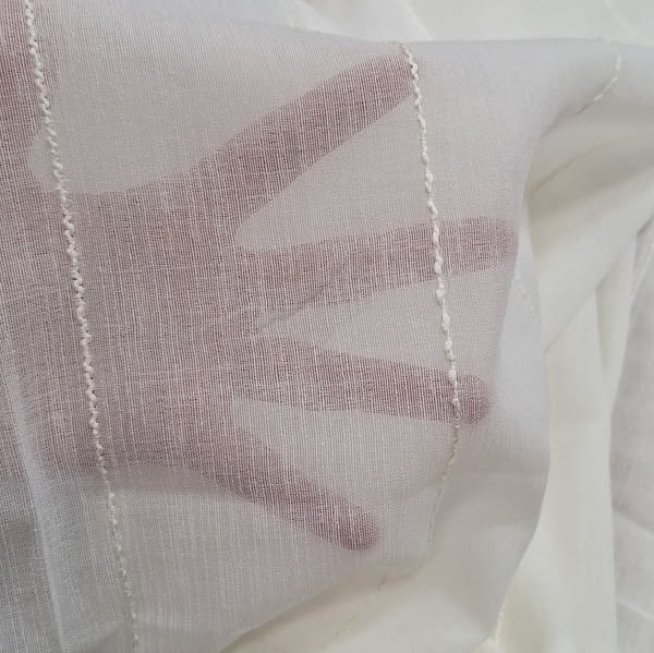 Retal tela visillo blanco rayitas 1,85 x 3,25