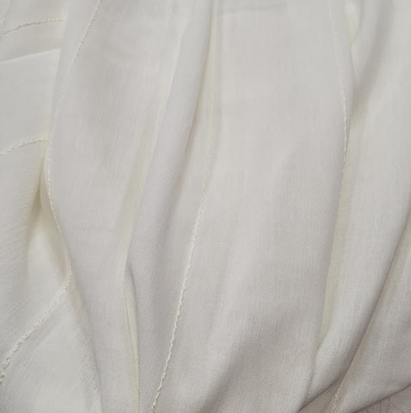 Retal tela visillo blanco rayitas 1,85 x 3,25 - 1