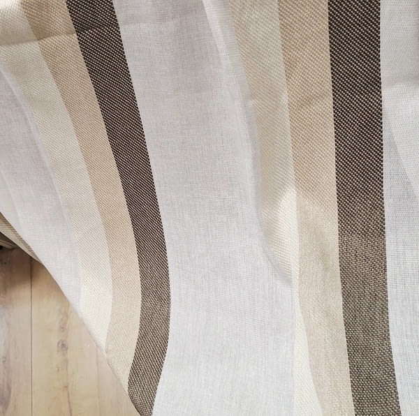 Retal de tela de visillo rayas marrón 1,35 x 2,90