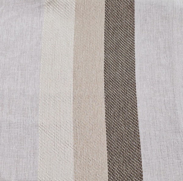 Retal de tela de visillo rayas marrón 1,35 x 2,90 - 2