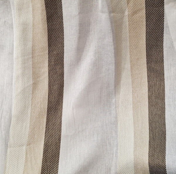 Retal de tela de visillo rayas marrón 1,35 x 2,90 - 4