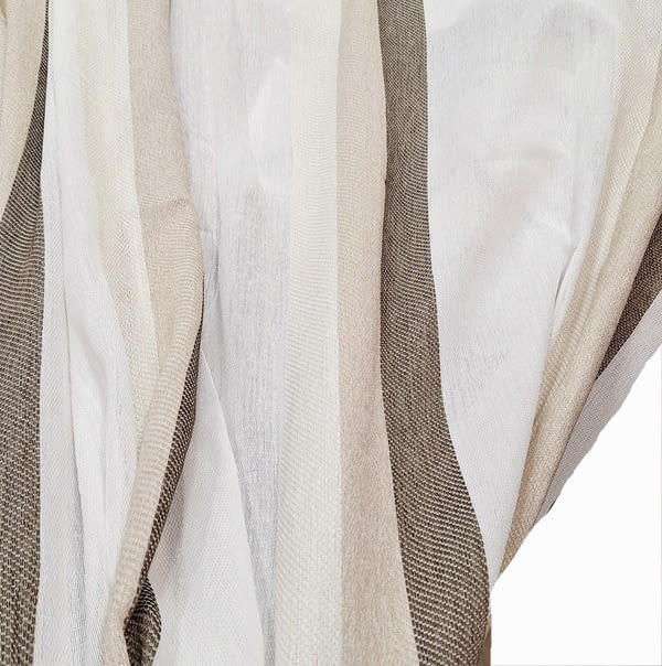 Retal de tela de visillo rayas marrón 1,35 x 2,90 - 5