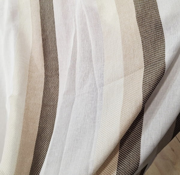 Retal de tela de visillo rayas marrón 1,35 x 2,90 - 6