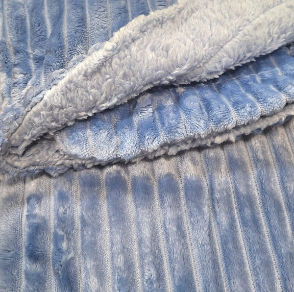 Manta de sofá pana terciopelo azul 130 x 170 cm - 2