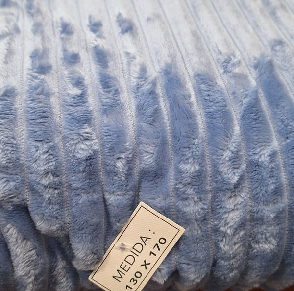 Manta de sofá pana terciopelo azul 130 x 170 cm - 3