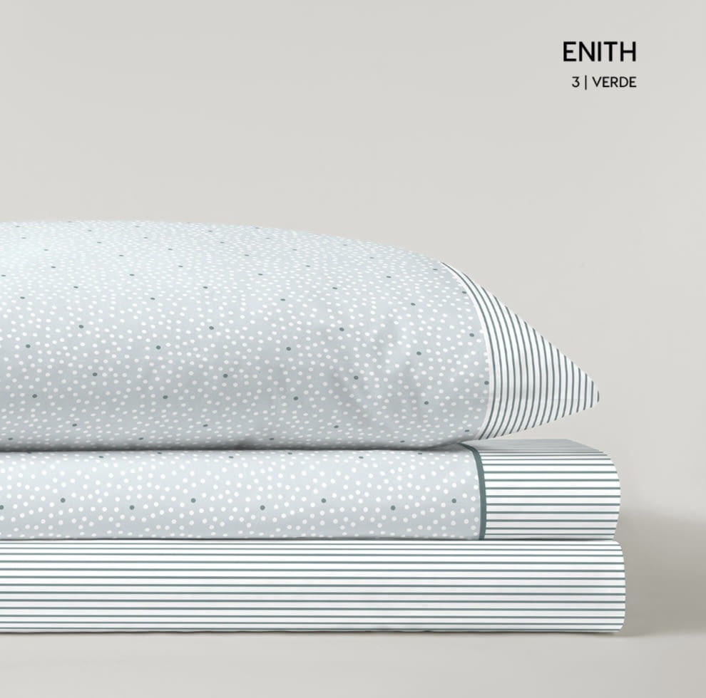 Juego de sábanas topitos verdes. Cama 90