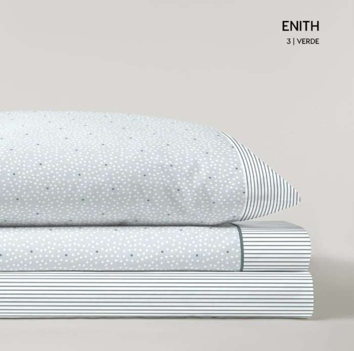 Juego de sábanas topitos verdes. Cama 90