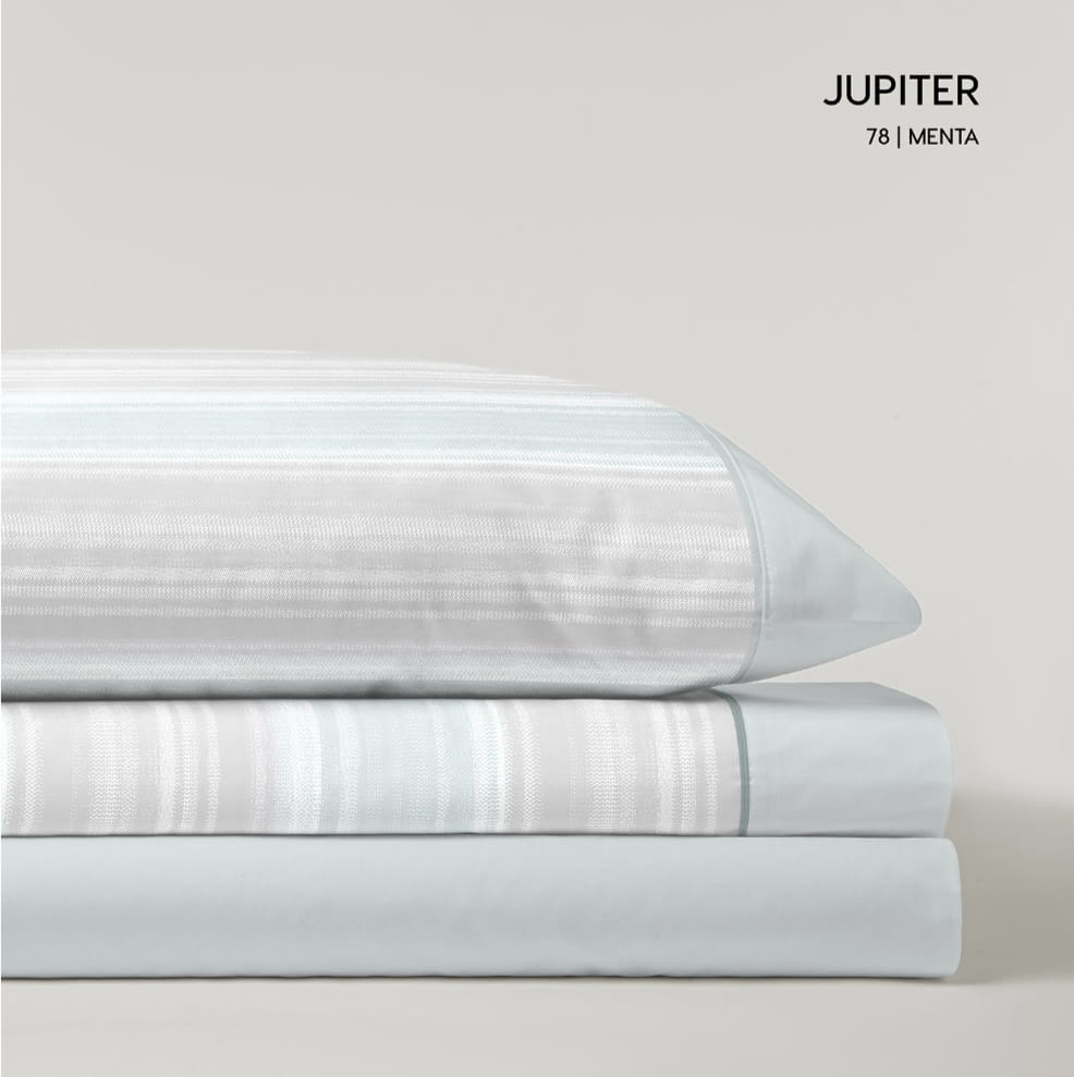 Juego de sábanas rayas verde agua. Cama 135, 150