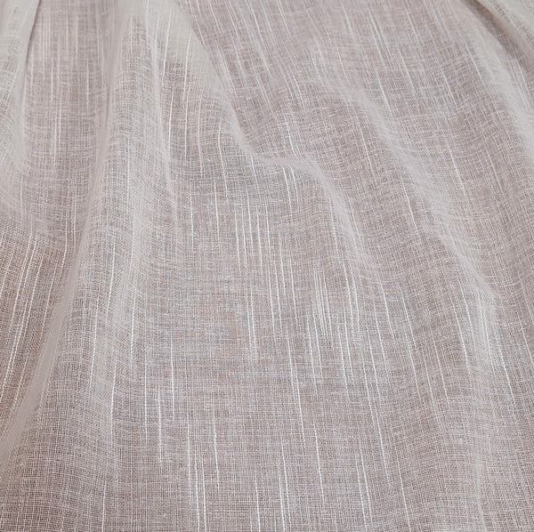 Tela visillo blanco con gatas imitación lino - 1