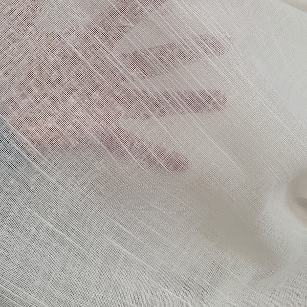 Tela visillo blanco con gatas imitación lino - 2