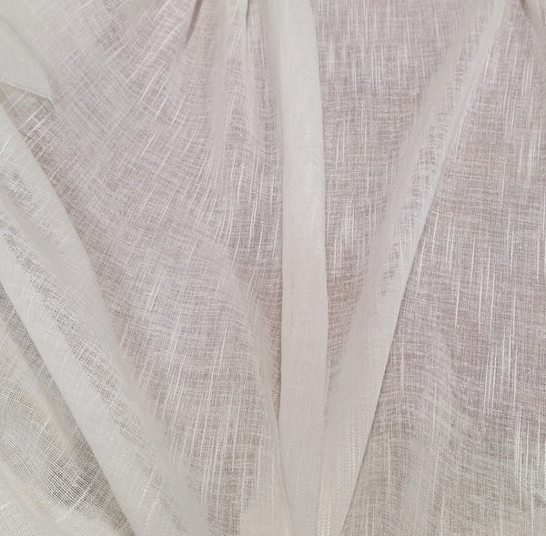 Tela visillo blanco con gatas imitación lino - 3