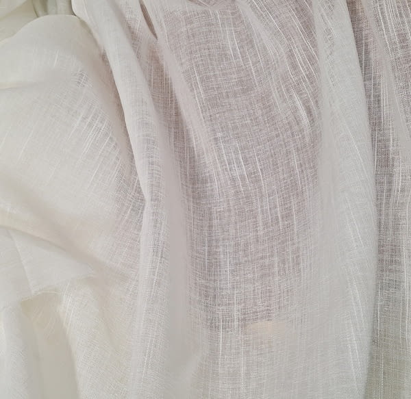 Tela visillo blanco con gatas imitación lino - 5