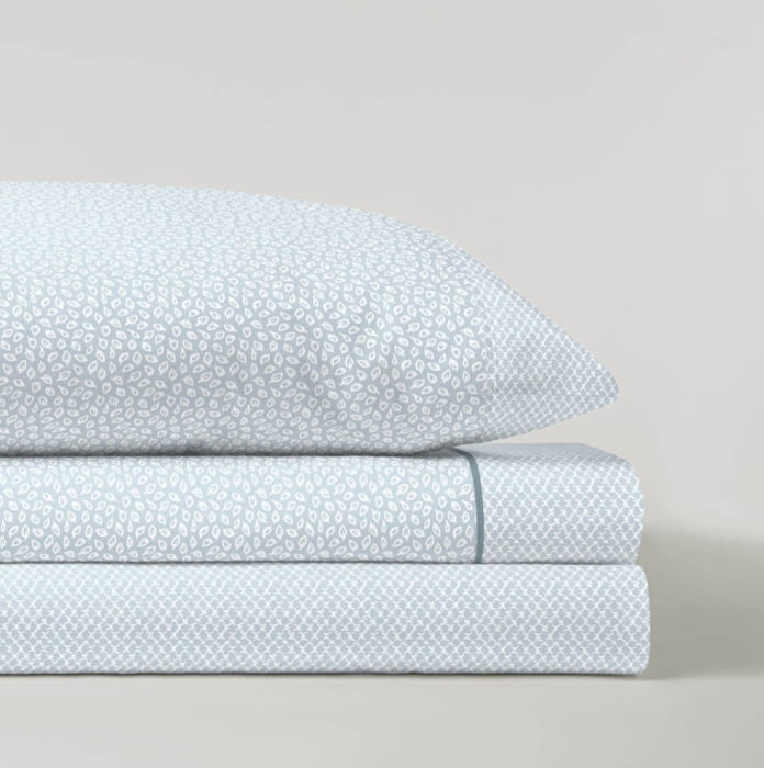 Sábanas hojitas azules. Cama 90, 105 y 200