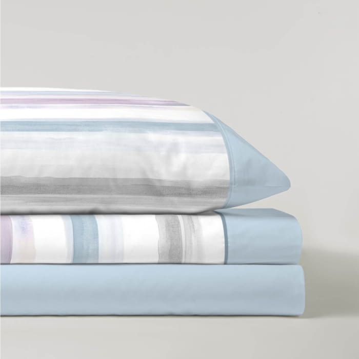 Sábanas rayas azules. Cama: 135 y 180 - 1