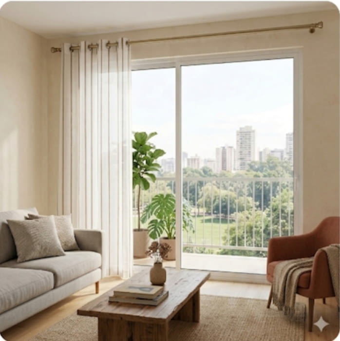 Visillo blanco rayitas marrones 140 x 260 cm - 3