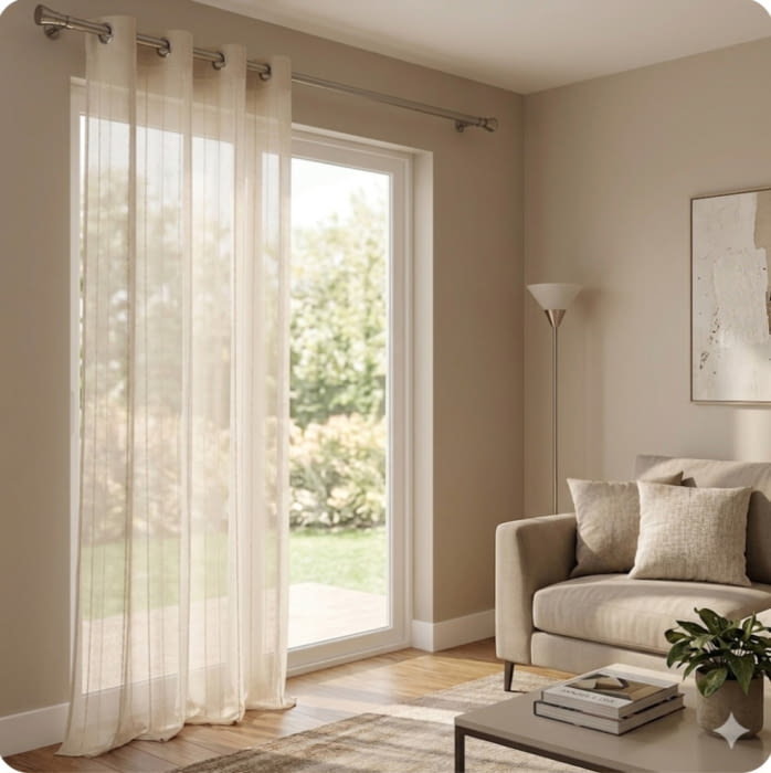 Visillo confeccionado beige cadeneta 140 x 260 - 4