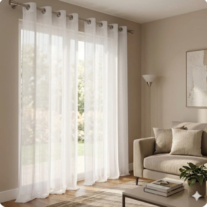 Visillo confeccionado blanco cadeneta 140 x 260 - 2