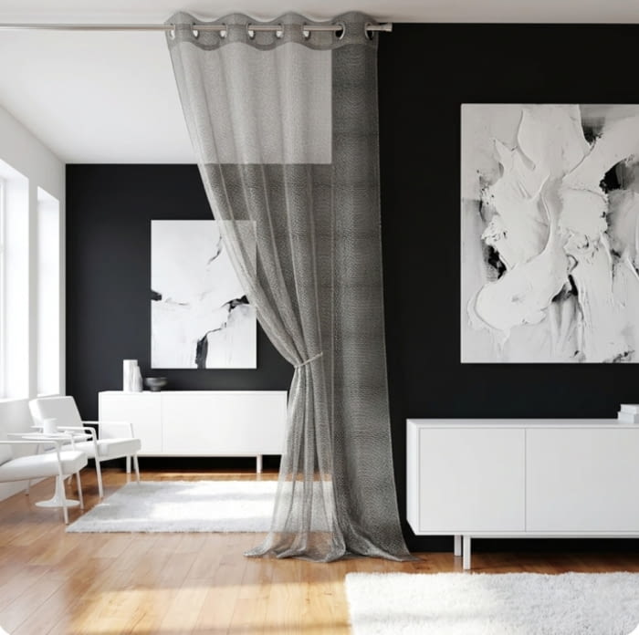1 Visillo confeccionado malla plata 140 x 260