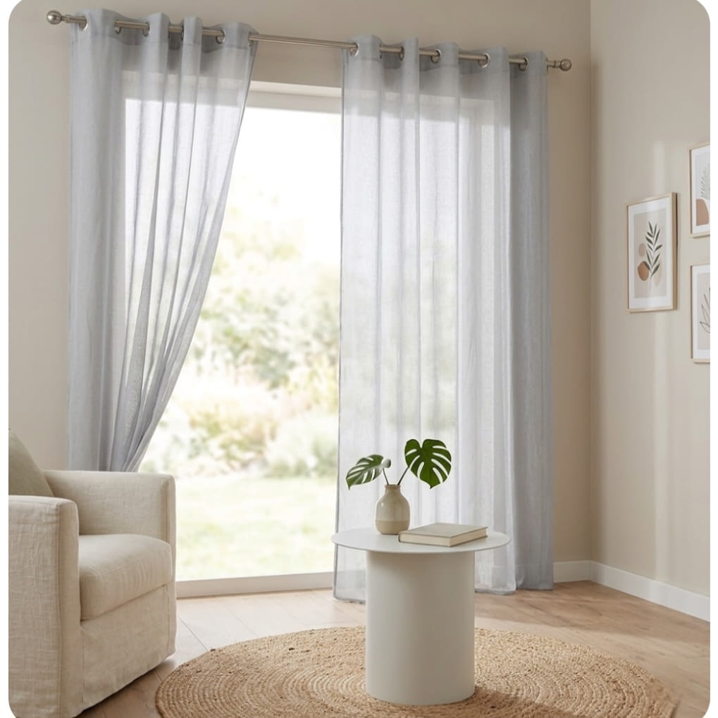 Visillo confeccionado malla gris
