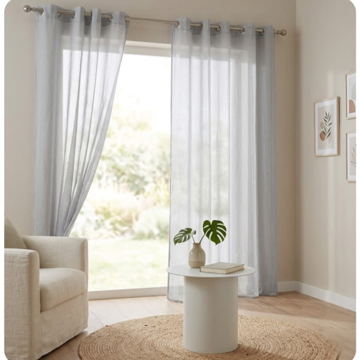 Visillo confeccionado malla gris