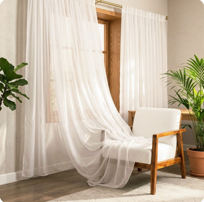 Tela visillo voile blanco natural - 2
