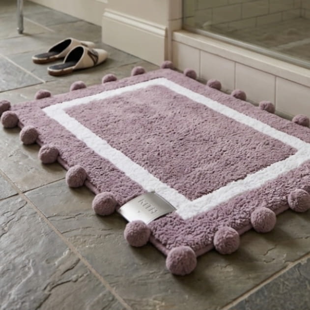 Alfombra de baño pompones malva - 2