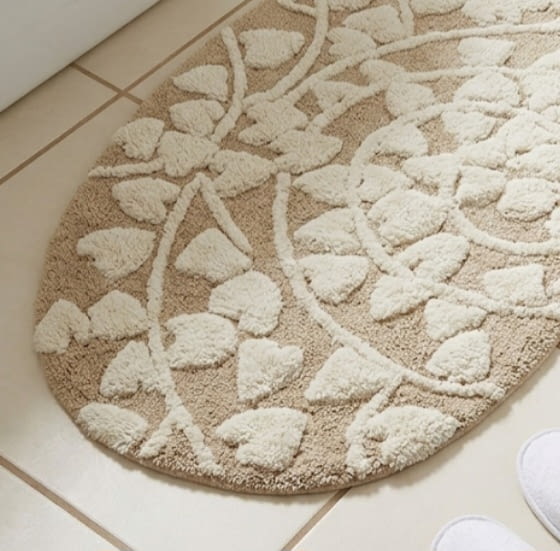 Alfombra de baño ovalada beige - 1