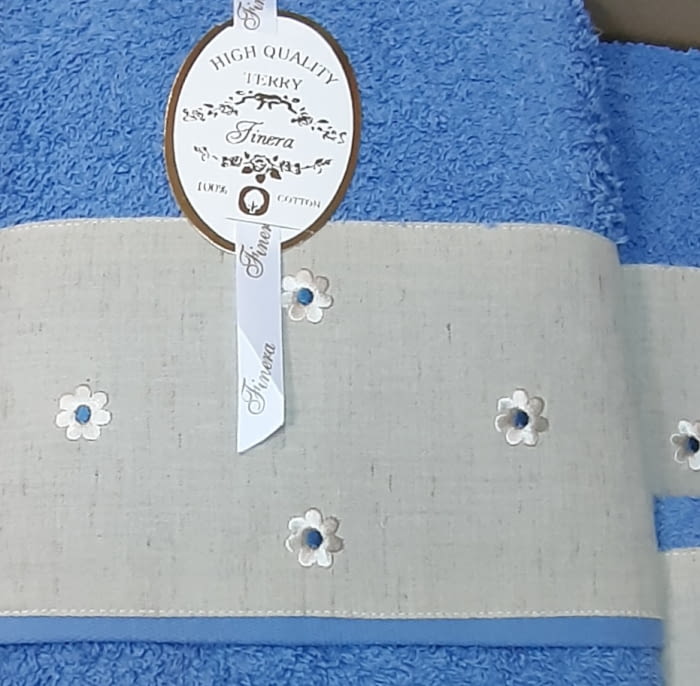 Juego de Toallas azul florecitas: 3 piezas - 3