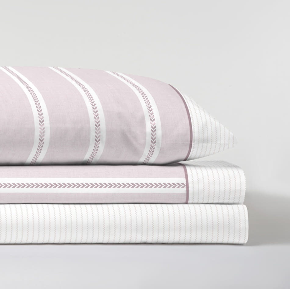 Sábanas rayas violetas. Cama 150