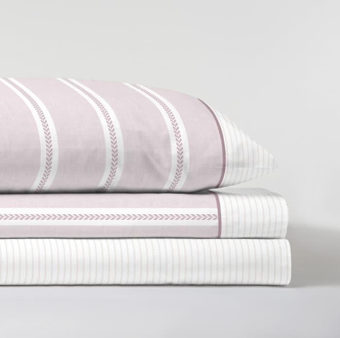 Sábanas rayas violetas. Cama 150