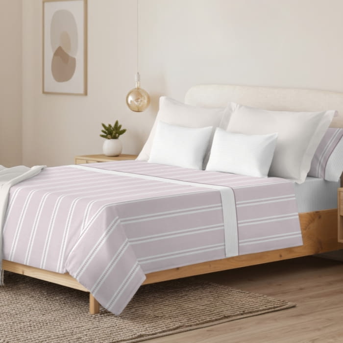 Sábanas rayas violetas. Cama 150 - 1