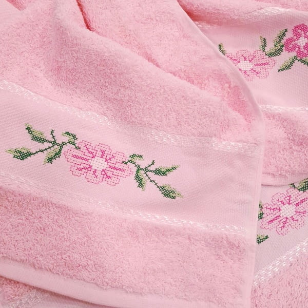 Juego de Toallas rosa bordadas - 3