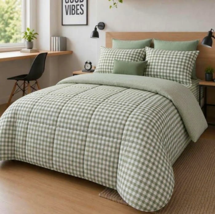 Edredón duvet cuadros verdes