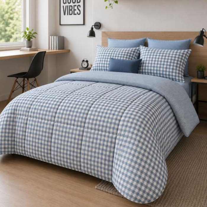 Edredón duvet cuadros azules