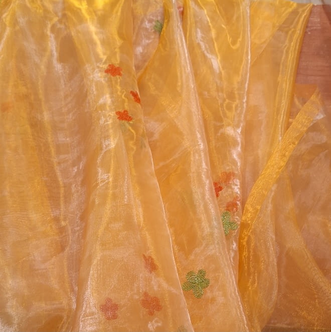 Organza naranja bordada. 1,40 X 2,80 METROS = 33,20 €