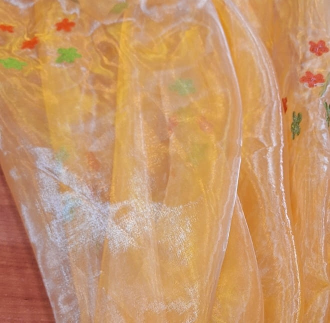Organza naranja bordada. 1,40 X 2,80 METROS = 33,20 € - 6
